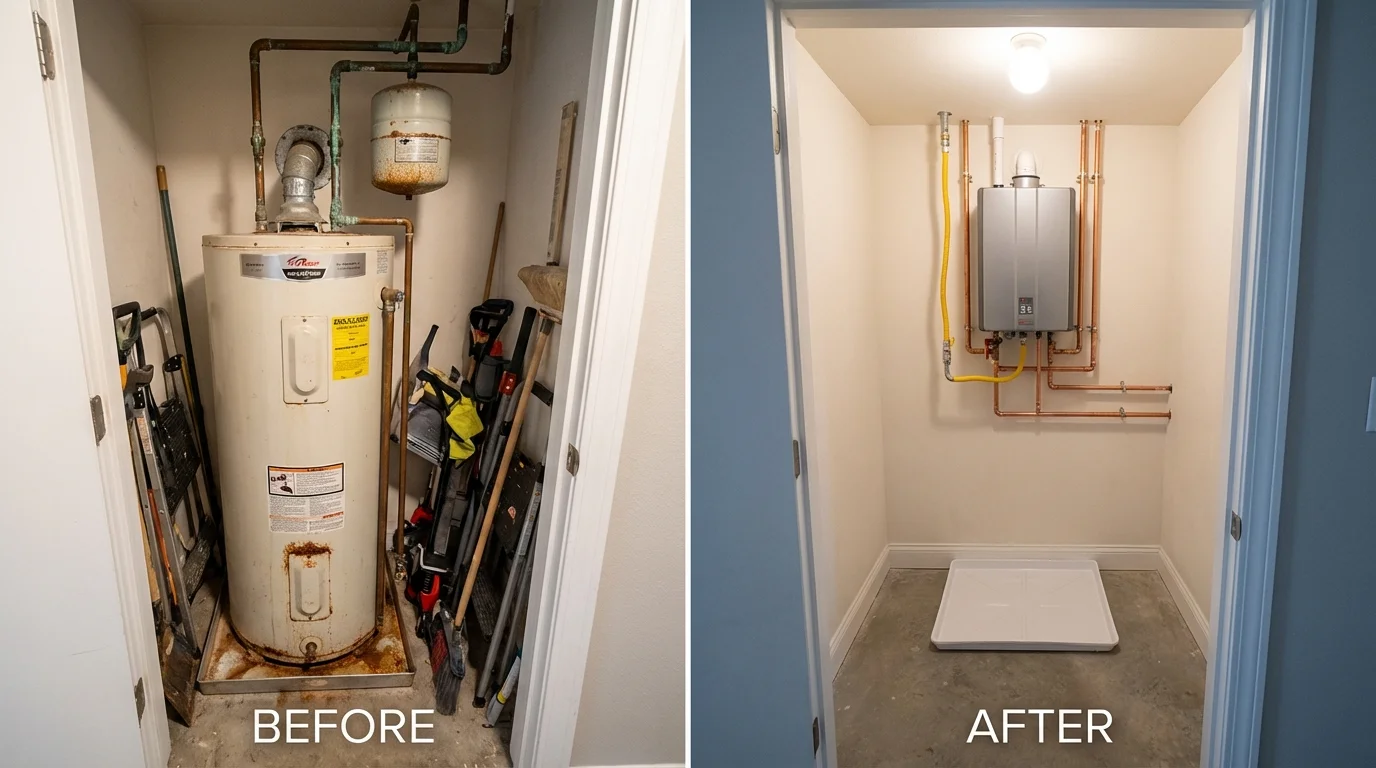 Tank water heater versus wall-mounted tankless unit comparison for American Fork, UT homeowners